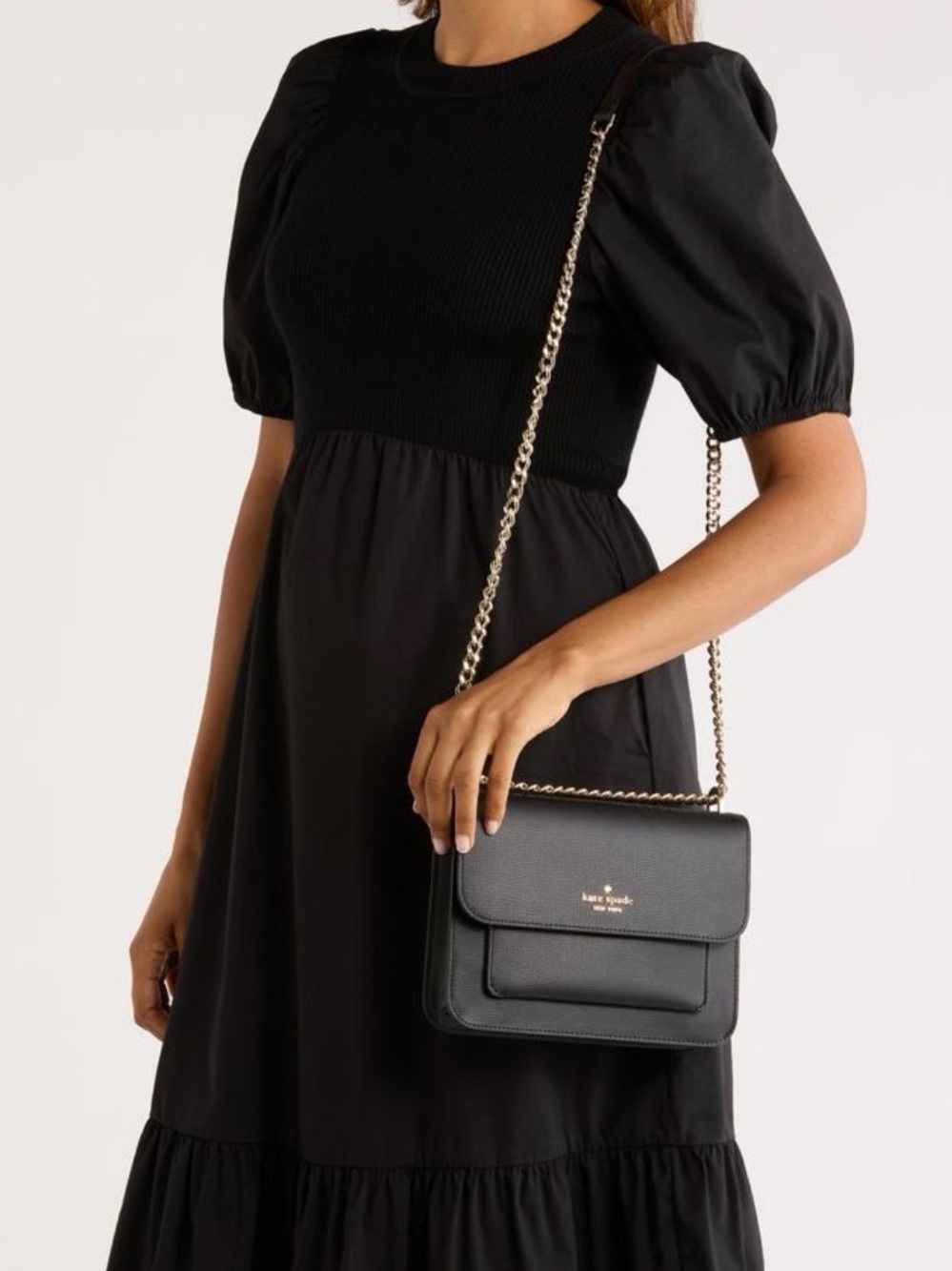 kate spade Black Leather Crossbody with Gold Chain - Picture 2 of 9